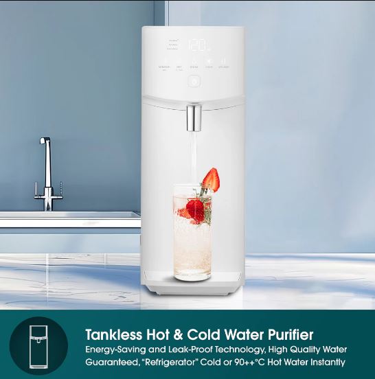 EuropAce Tankless Hot & Cold Water Purifier | Leak Proof Technology | Energy Saving | Made in Korea | Quality Water | Instant Refrigerator-Cold or 90++°C Hot Water (EWP9120DWH) 