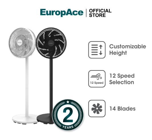 EuropAce 14" DC Tatami Fan with Remote Control (EJF7145ZBK)