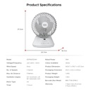 EuropAce 6-Inch Desk Fan with Digital Control (EDF5631DWH) White