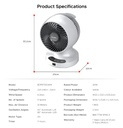 EuropAce 7-Inch Desk Fan with Digital Control (EDF5731DWH) White