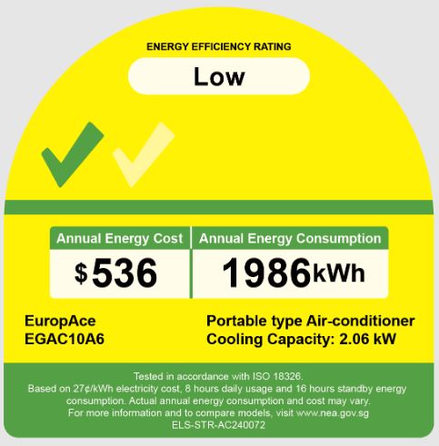 EuropAce [2025 Model] 250 Sqft Compact Portable Aircon | 40% Energy Saving, Compact Size, 5y Compressor Warranty (EGAC10A6)