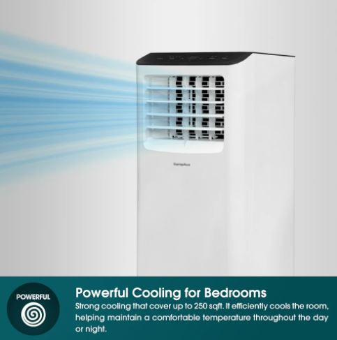 EuropAce [2025 Model] 250 Sqft Compact Portable Aircon | 40% Energy Saving, Compact Size, 5y Compressor Warranty (EGAC10A6)