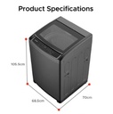 EuropAce AquaStorm Series 15KG 4 Ticks Top Load Washer | 99.9% Anti-Bacterial Pulsator, Air Dry Function, Anti-Rust Body (ETW8150EGM)
