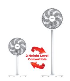 Midea 16 Inches Stand Fan MS1618W White