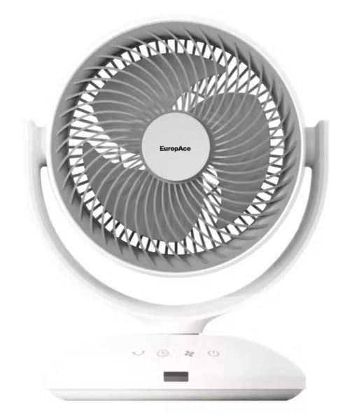 EuropAce 7-Inch Desk Fan with Digital Control (EDF3731DWH) White